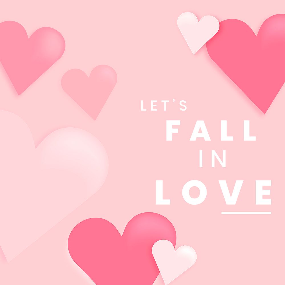 Valentine's social media post template, cute heart background design psd