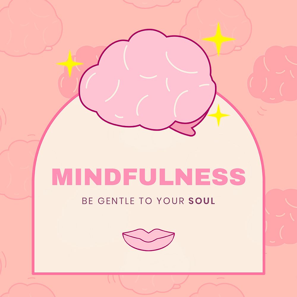 Mindfulness quote template, mental health social media post psd