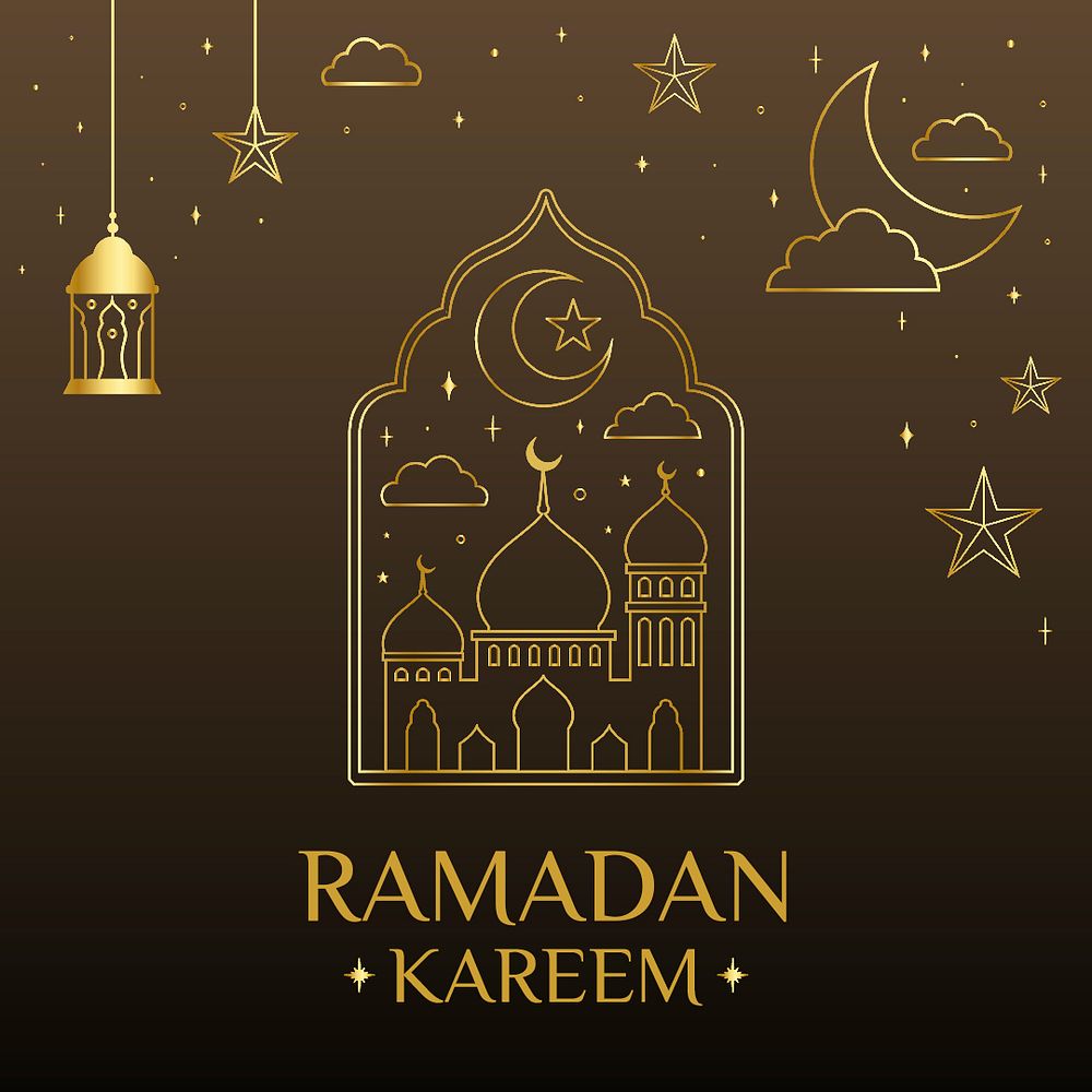 Luxurious Ramadan template for social media post on dark tone background psd