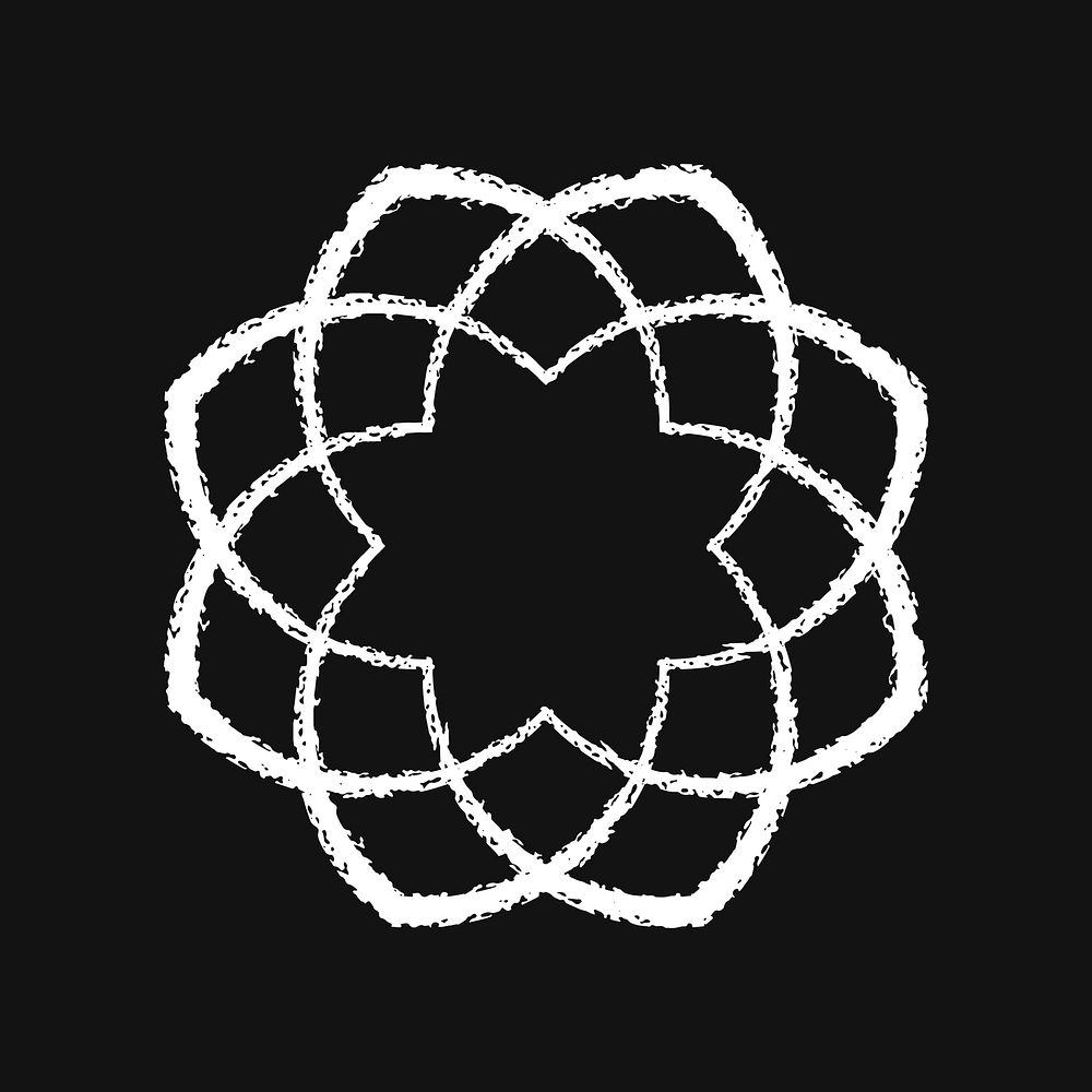 Grunge flower shape clipart, white abstract design