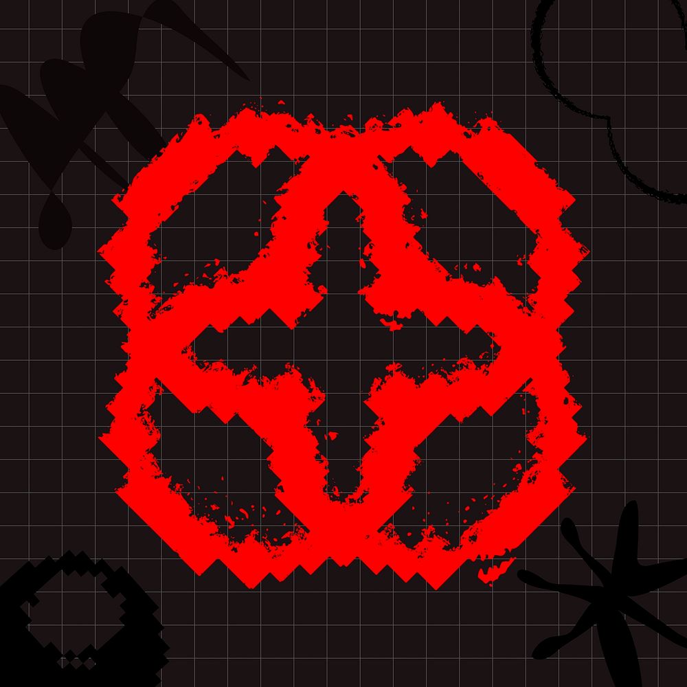 Abstract star clipart, red cyberpunk design