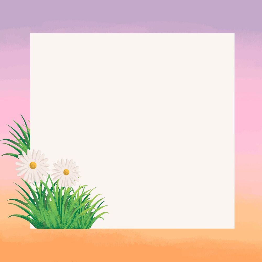 Aesthetic Daisy flower frame background, colorful gradient design psd