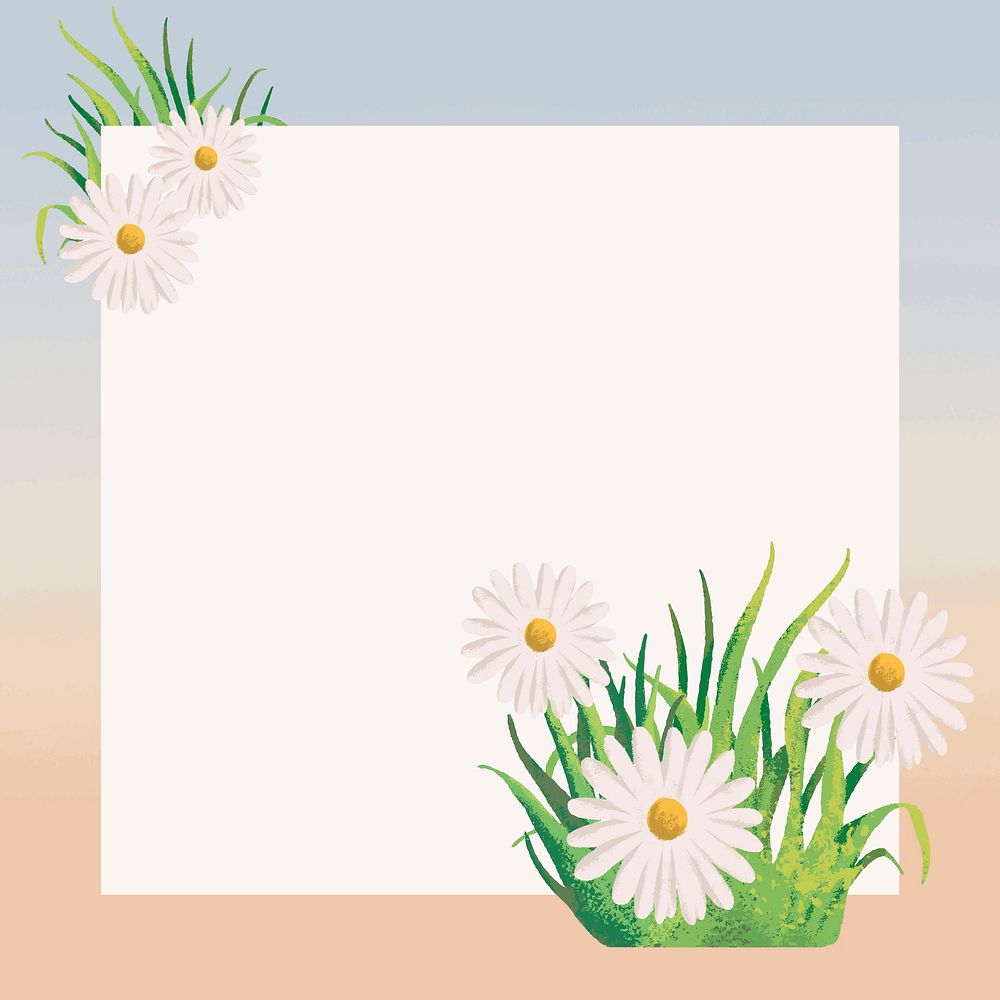 Floral frame background, minimal nature design vector
