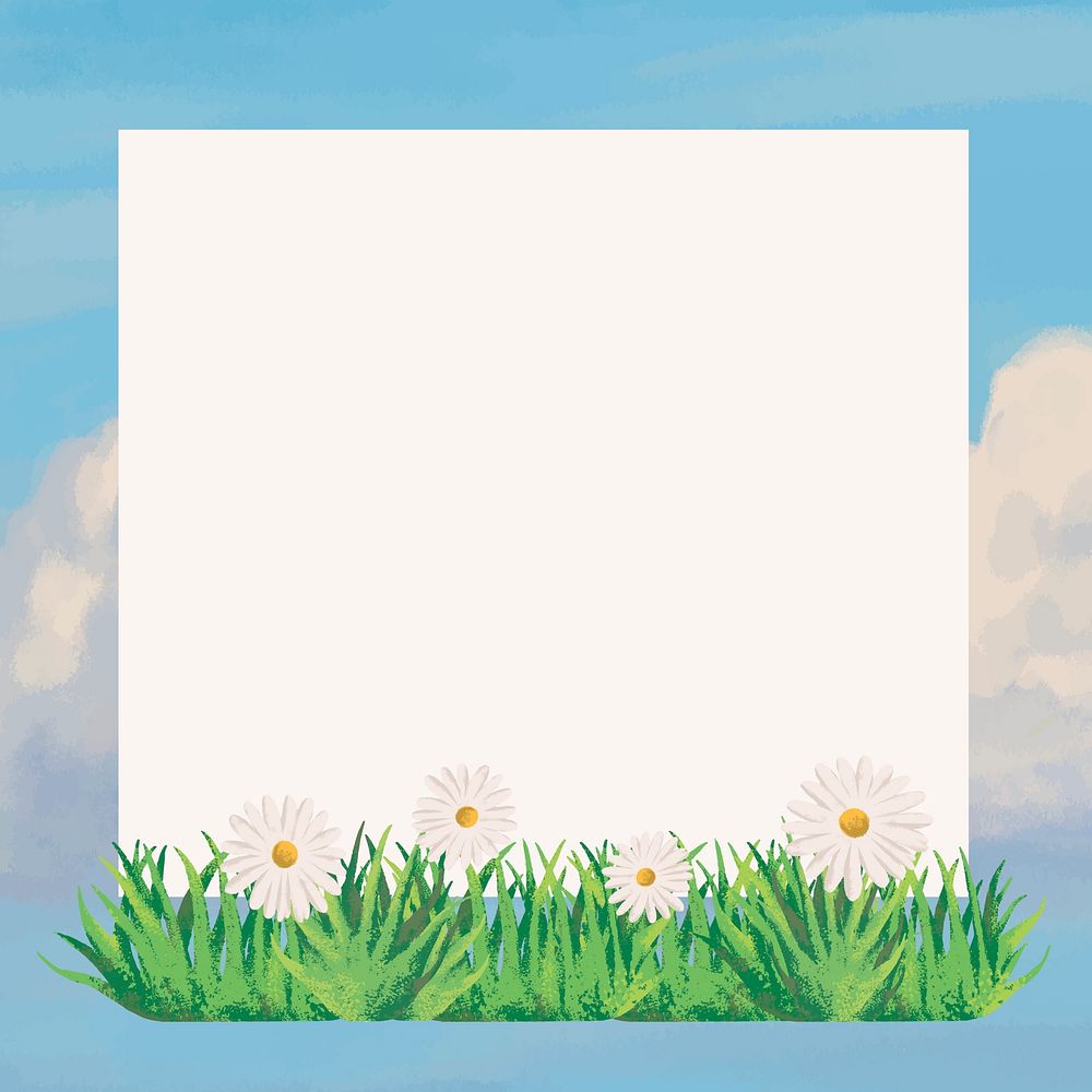 Aesthetic Daisy flower frame background, colorful gradient design psd