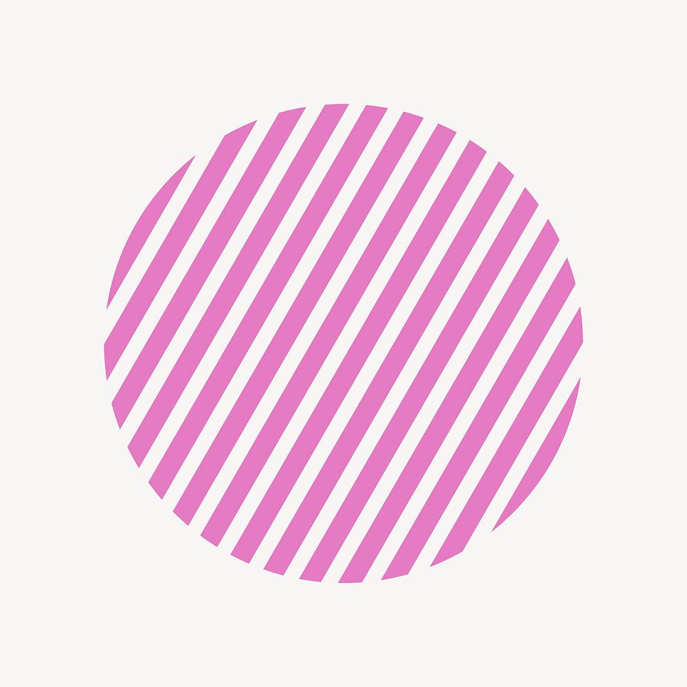 Striped circle sticker, geometric shape with pattern vector