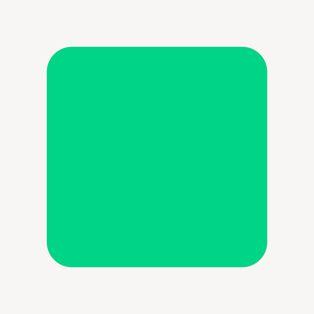 Square badge sticker, green geometric shape vector