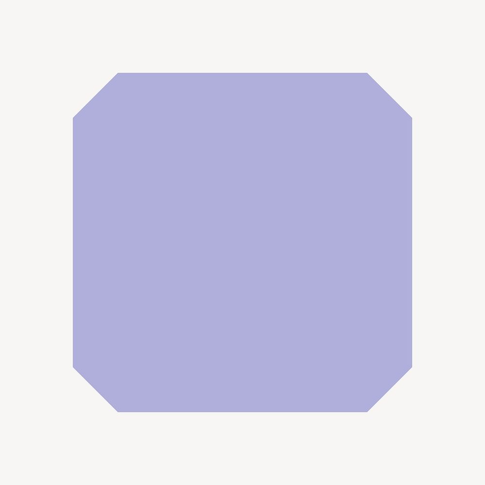 Square badge sticker, purple geometric shape vector