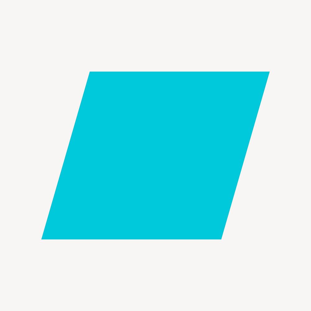 Blue parallelogram shape sticker, geometric design vector
