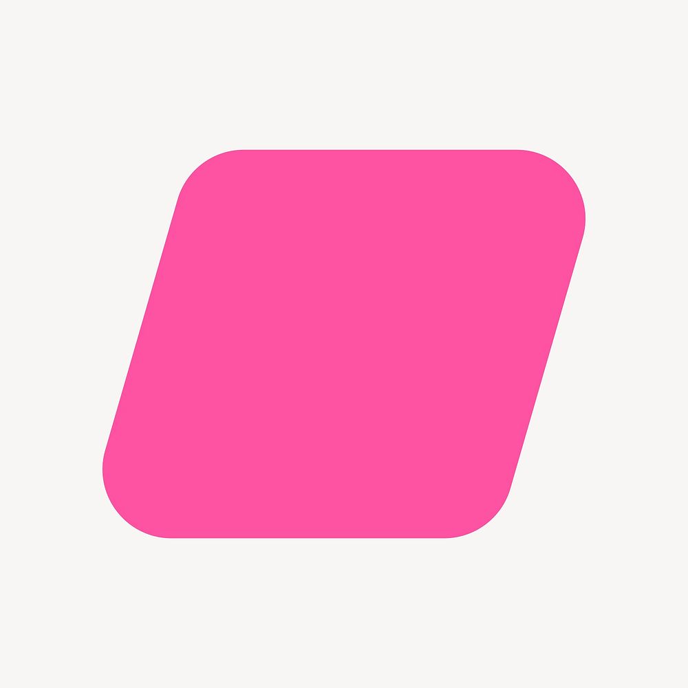 Pink parallelogram shape sticker, geometric design vector