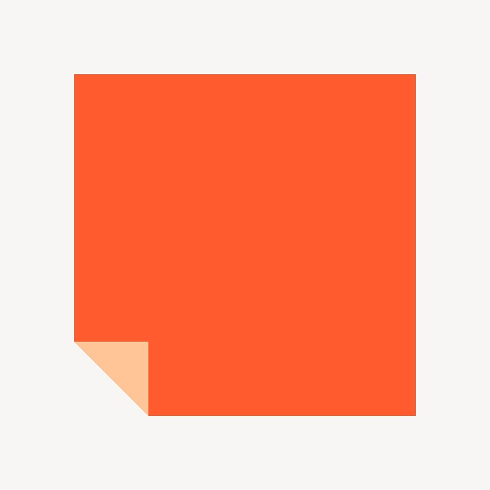 Note paper collage element, orange square shape vector