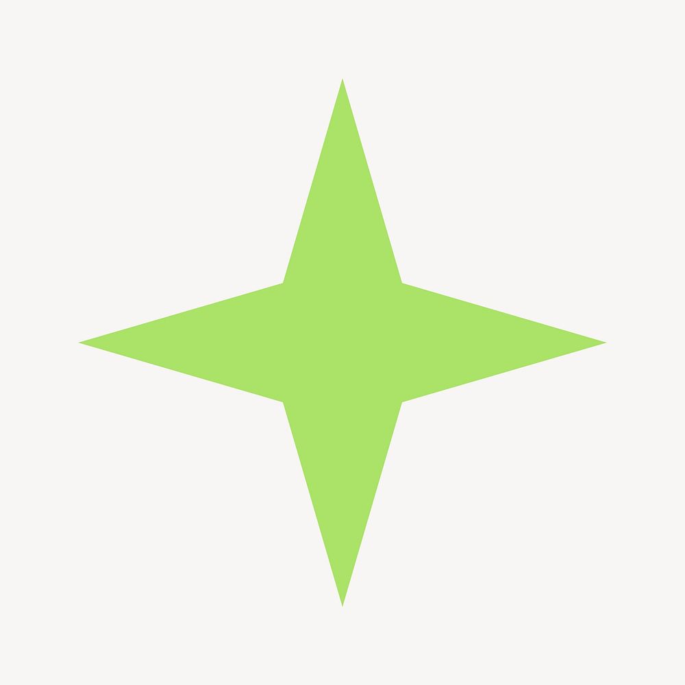 Green starburst sticker, abstract shape vector