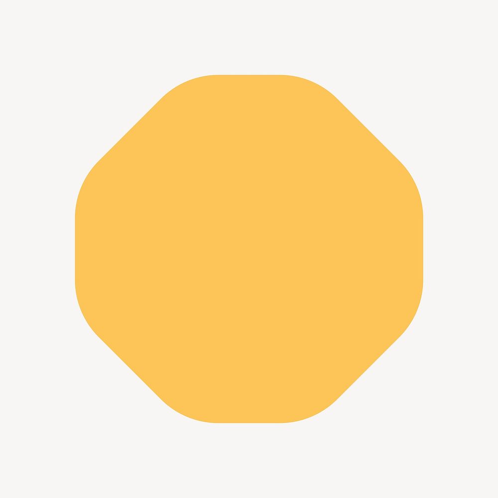 Octagon badge sticker, yellow shape, flat geometric design vector