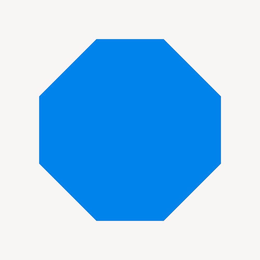 Octagon badge sticker, blue shape, flat geometric design vector