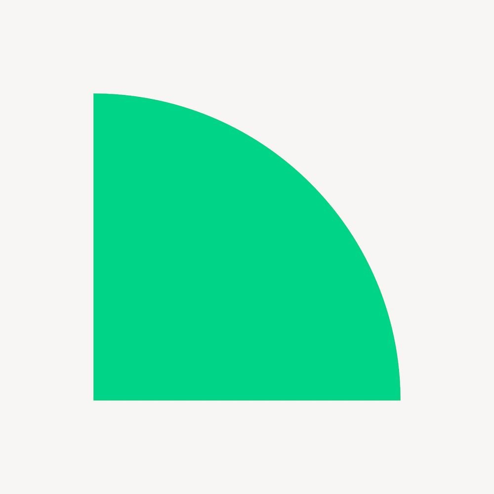 Half semicircle shape clipart, geometric green vector