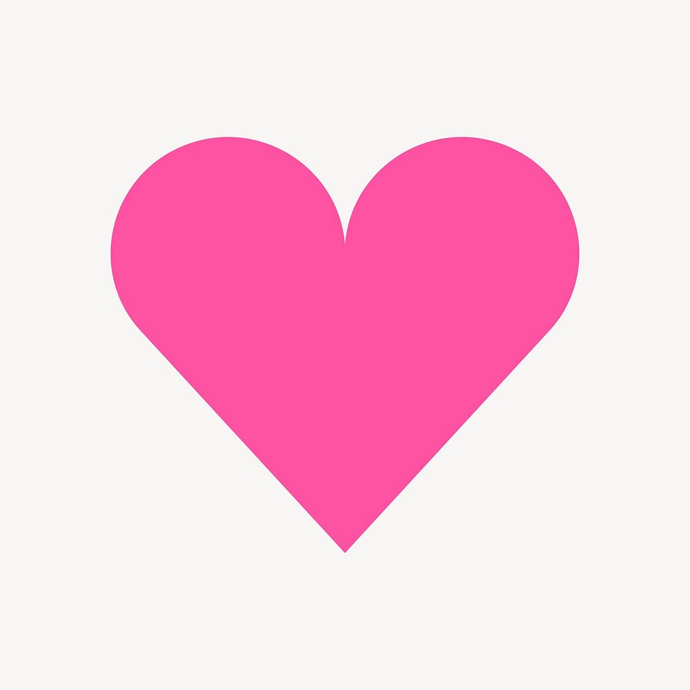 Pink heart sticker, cute shape in flat design vector