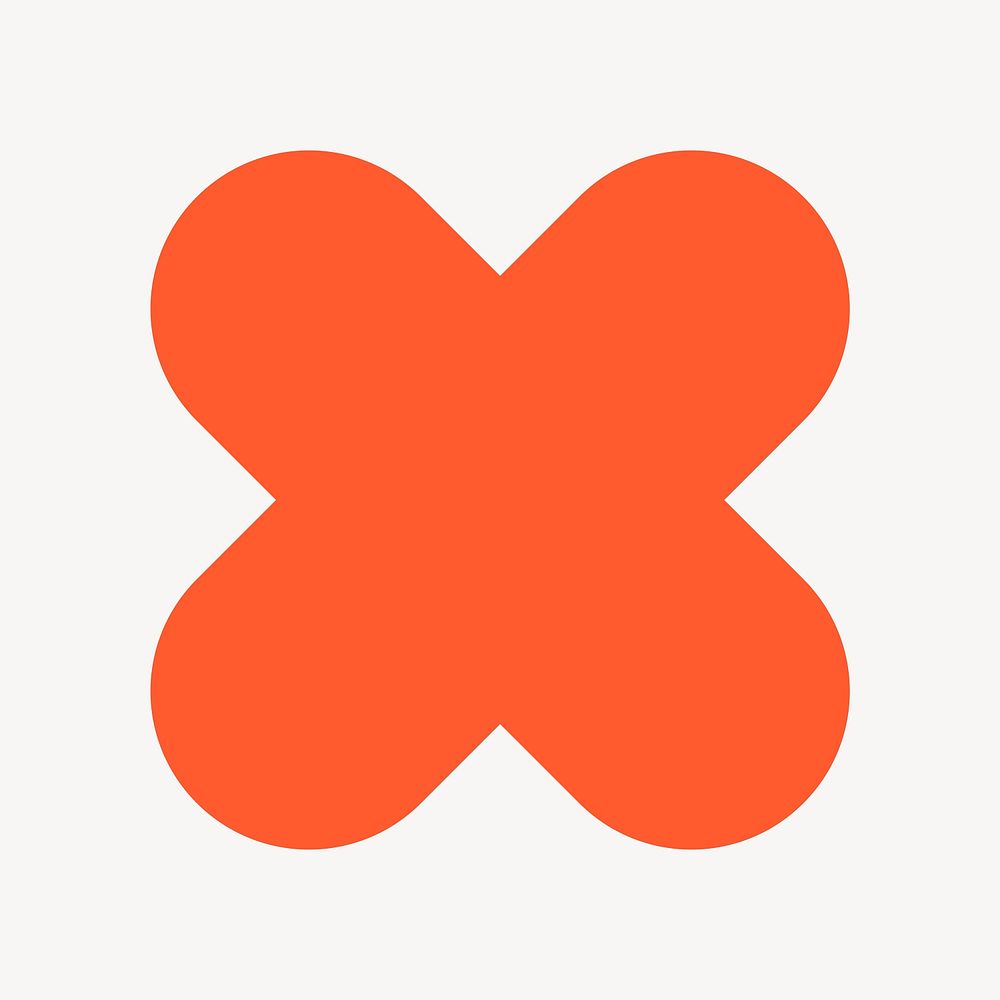 Multiplication sign sticker, orange x shape vector