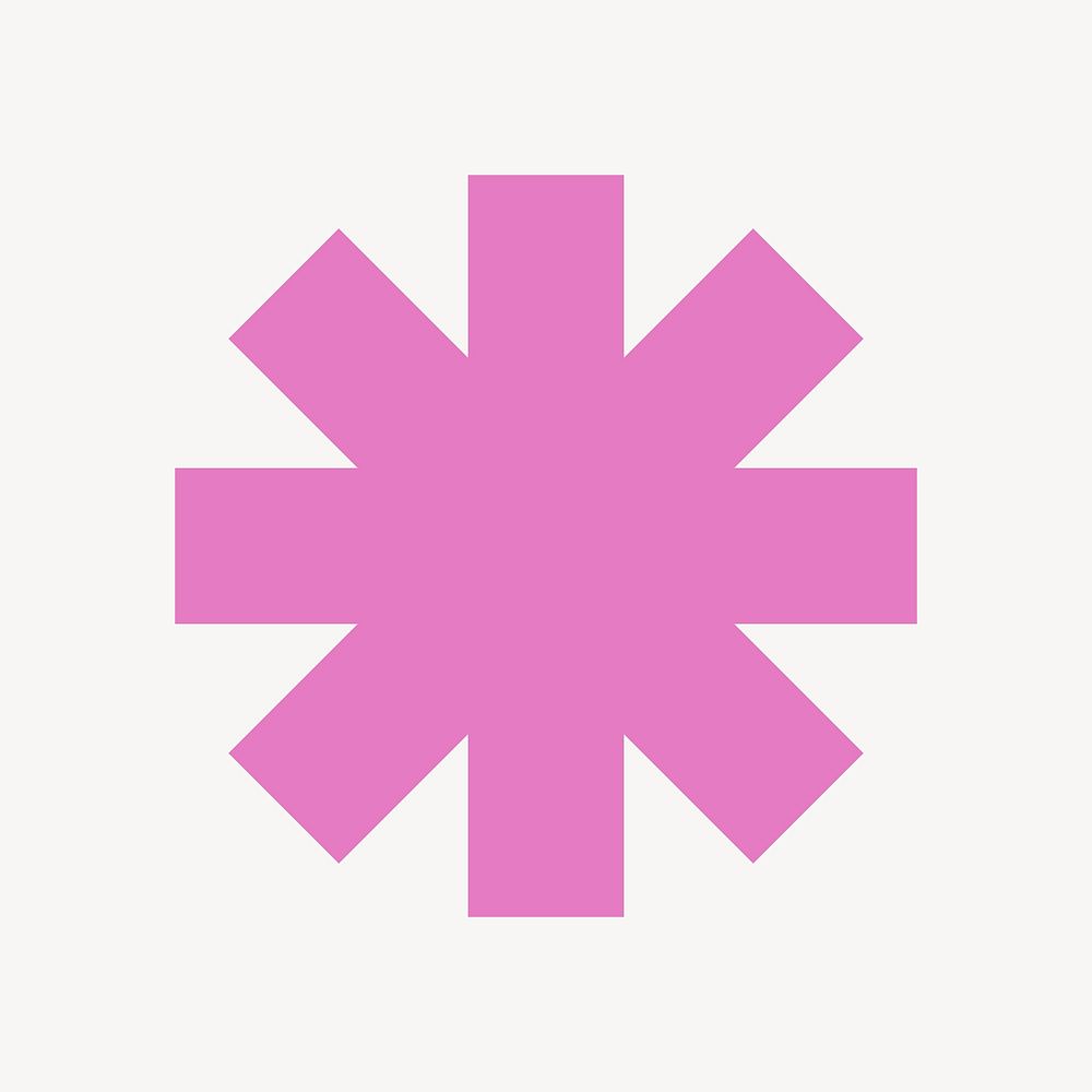 Pink asterisk clipart, geometric badge in flat design vector