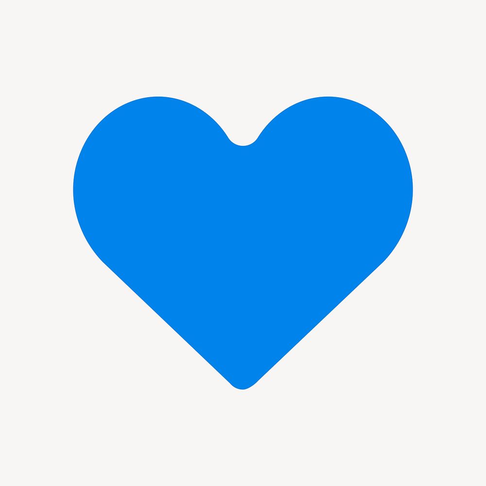 Blue heart sticker, cute shape in flat design vector