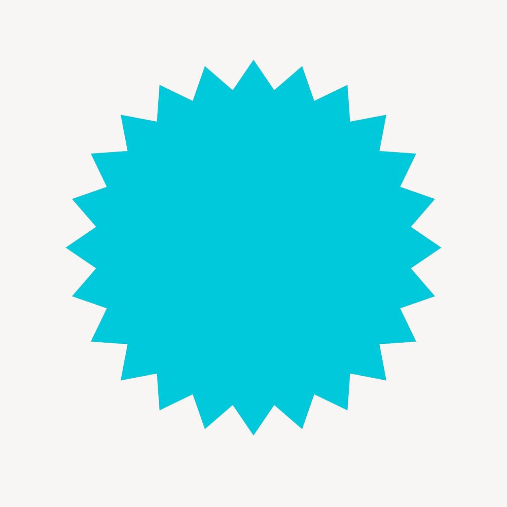 Blue starburst badge sticker, geometric shape vector