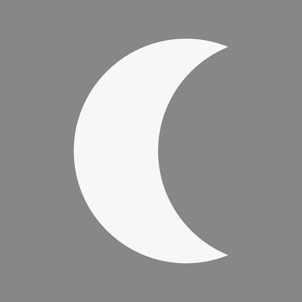 Crescent moon sticker, white shape vector