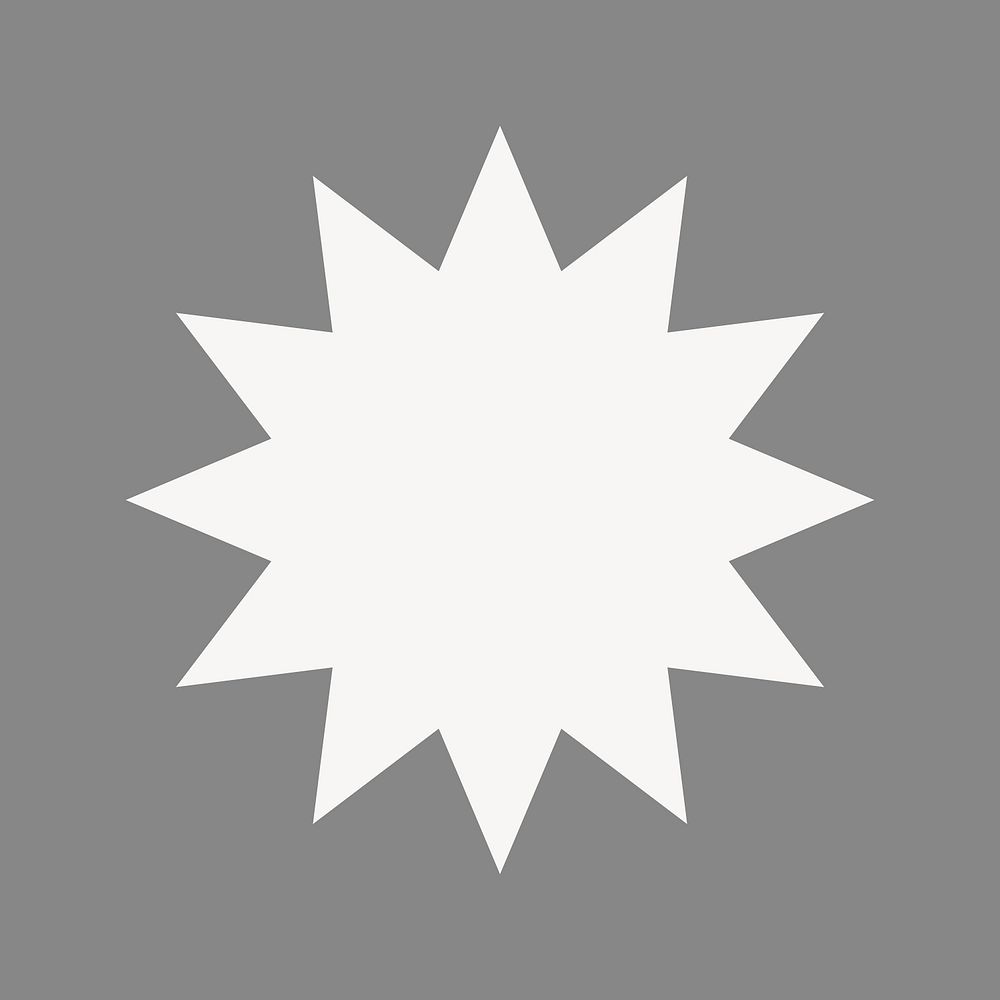 White starburst badge clipart, flat shape vector