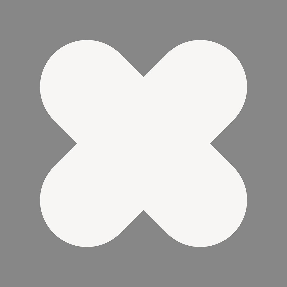 Multiplication sign sticker, white x shape vector