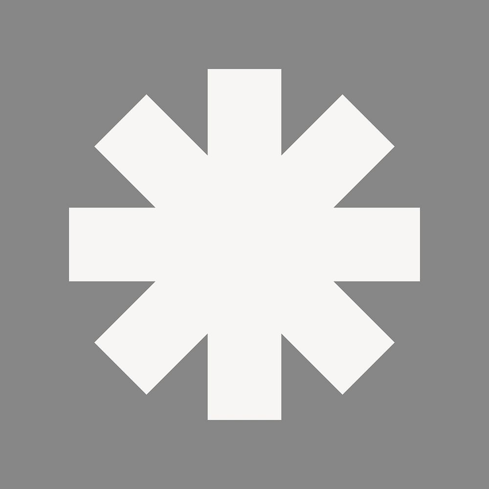 White asterisk clipart, geometric badge in flat design vector