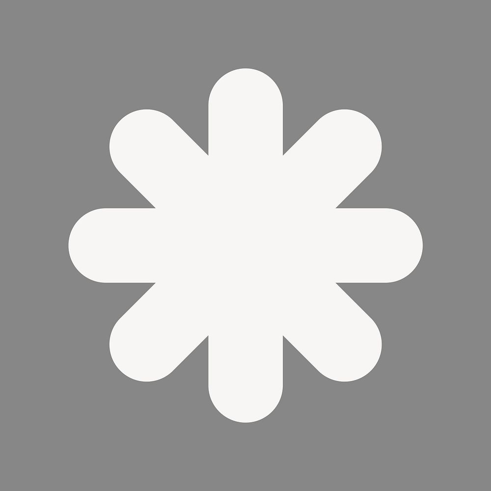 White asterisk clipart, geometric badge in flat design vector