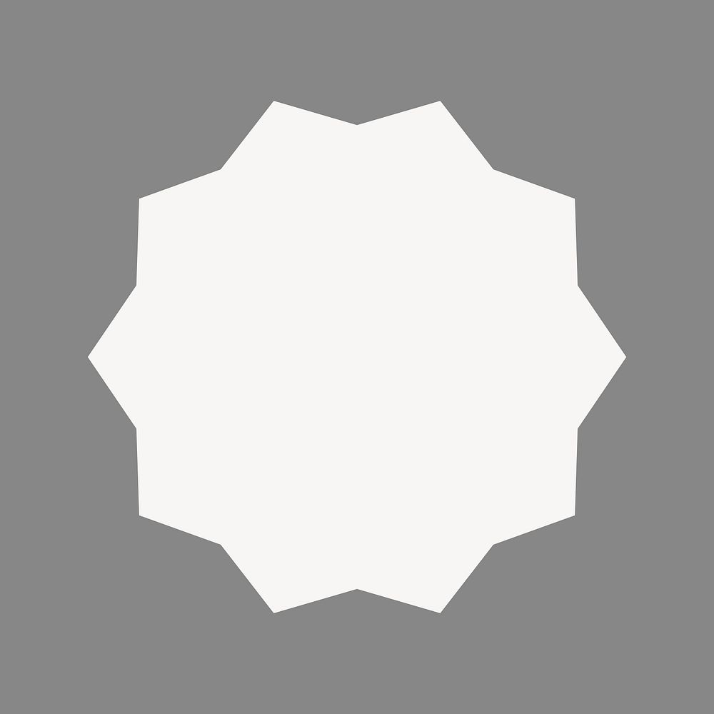 White starburst badge sticker, geometric shape vector