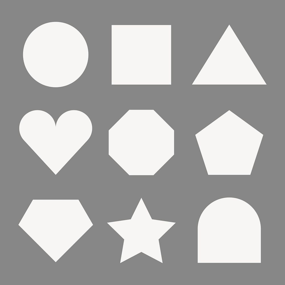 Cute geometric shape stickers, white flat design set psd