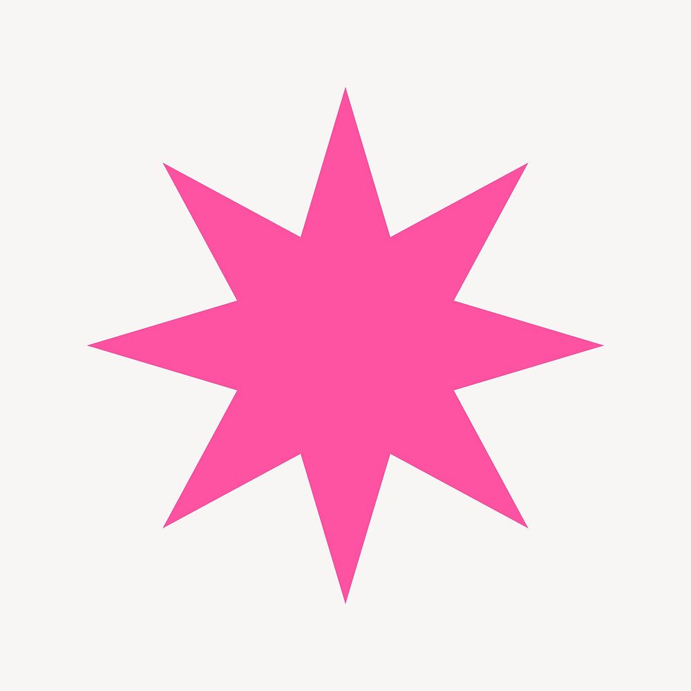 Pink starburst sticker, abstract shape vector