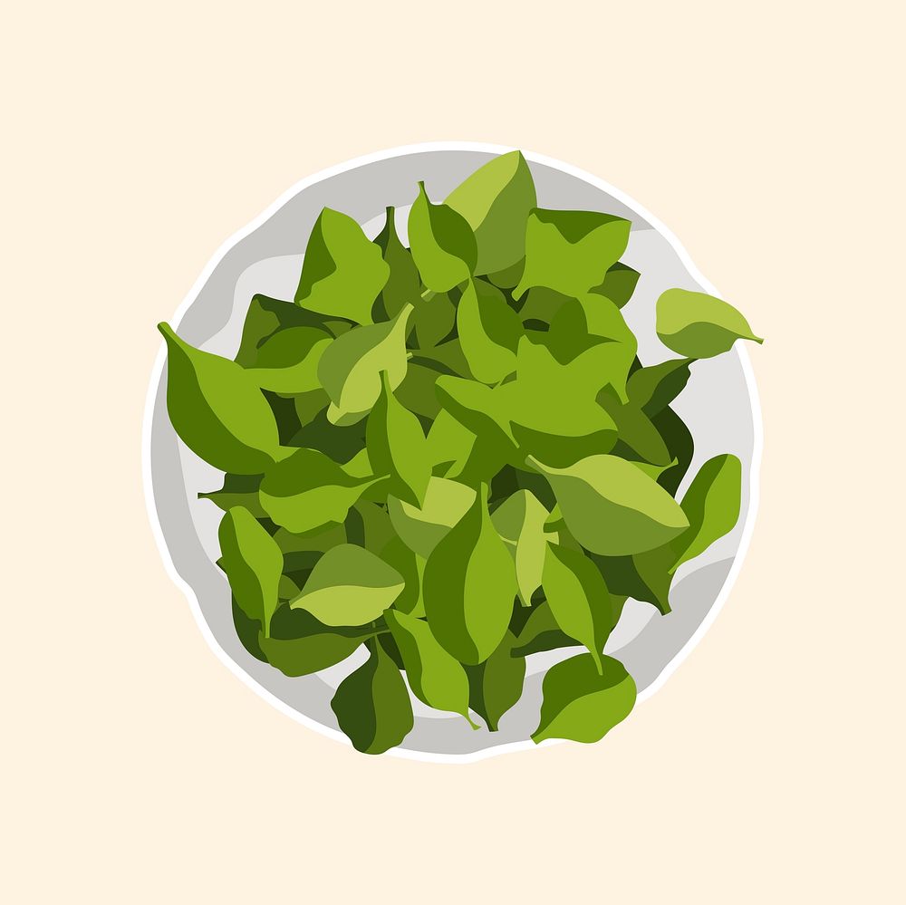 Spinach salad collage element, realistic illustration, healthy food psd