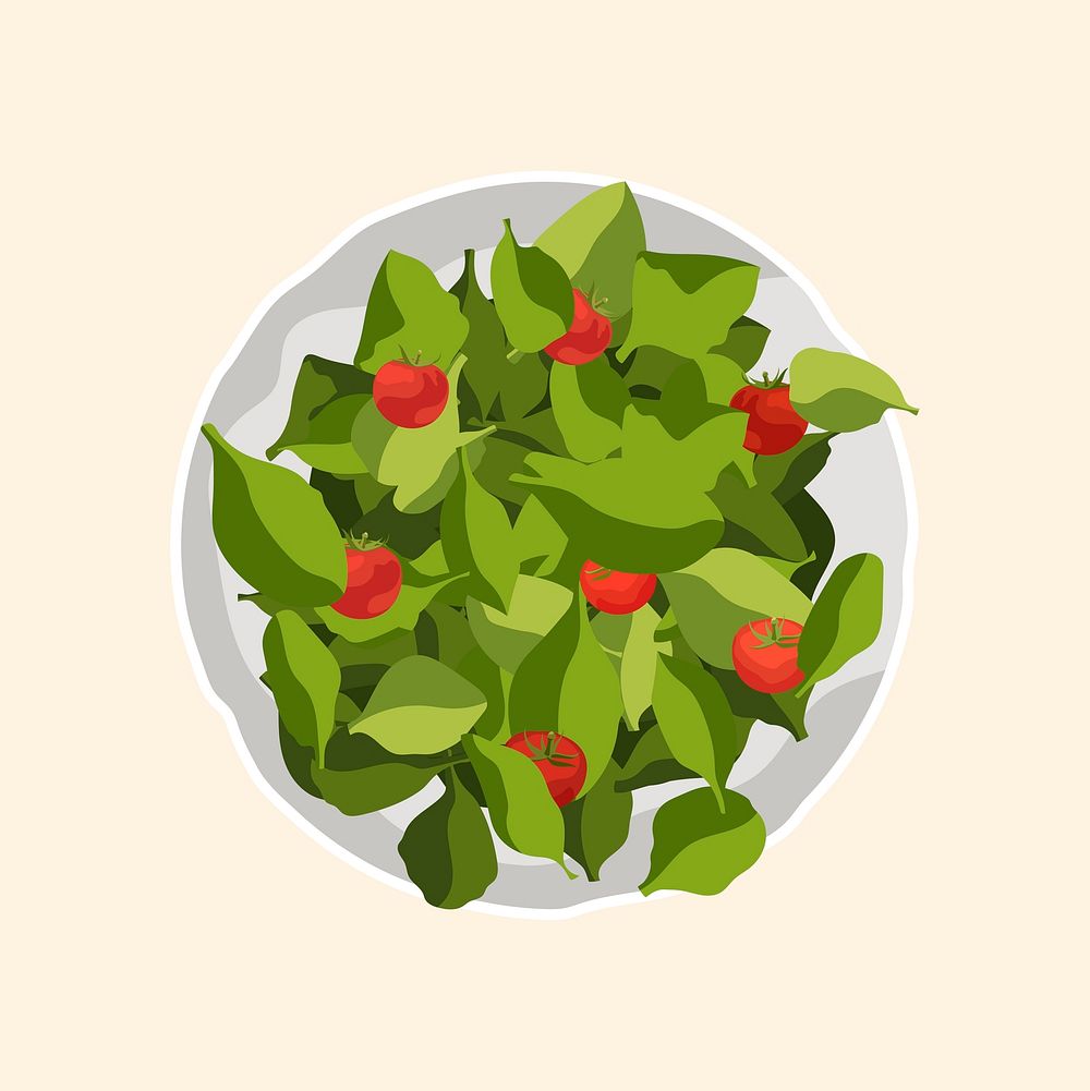 Health salad collage element, realistic illustration vector