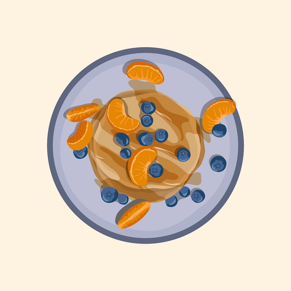 Wholewheat pancake breakfast, realistic illustration, healthy food