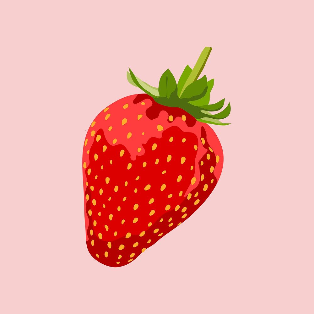 Strawberry collage element, realistic illustration, healthy fruit psd