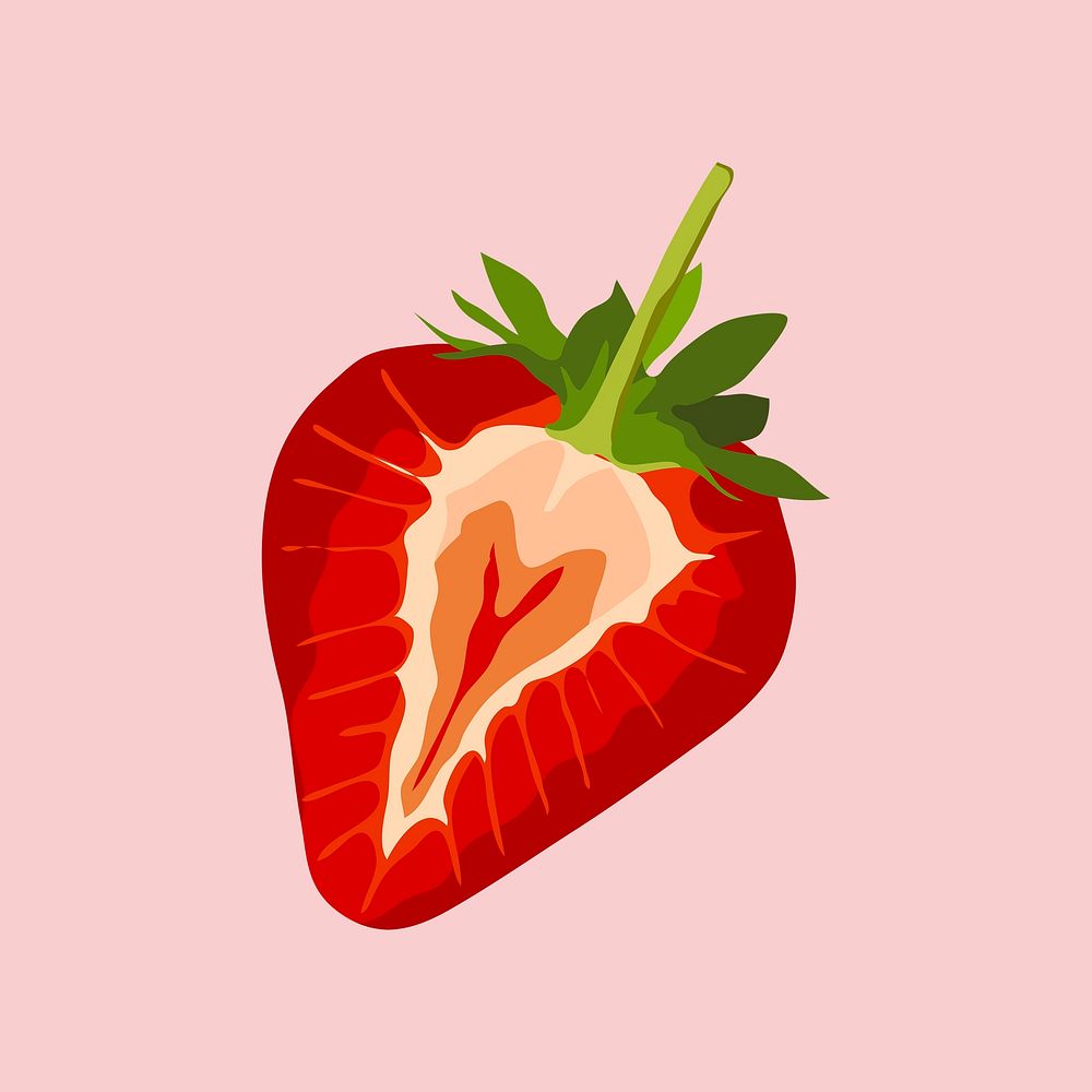 Strawberry collage element, realistic illustration, healthy fruit vector