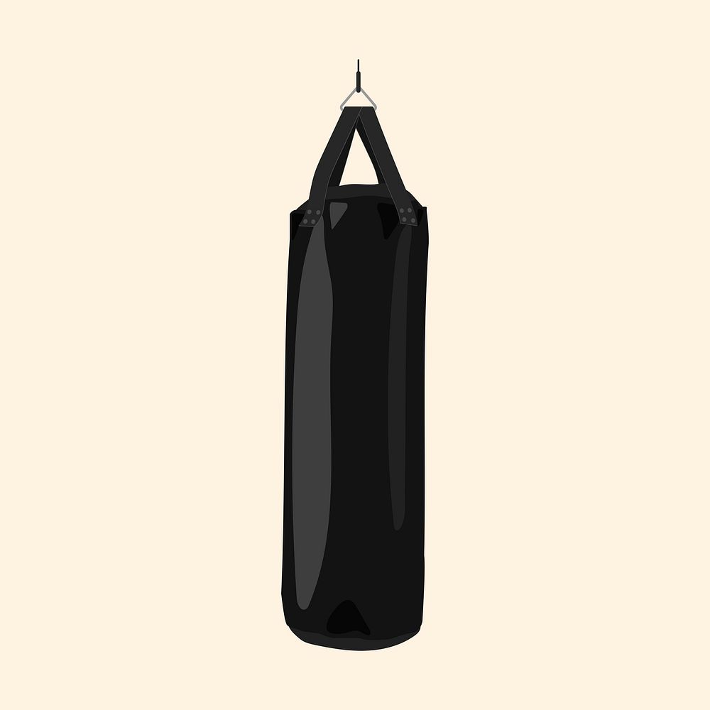 Punching bag collage element, fitness equipment realistic illustration psd