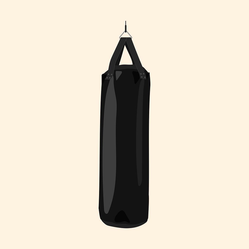 Black punching bag realistic illustration, fitness equipment