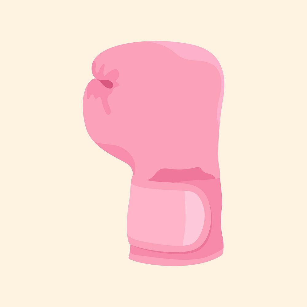 Pink boxing glove realistic illustration, fitness equipment