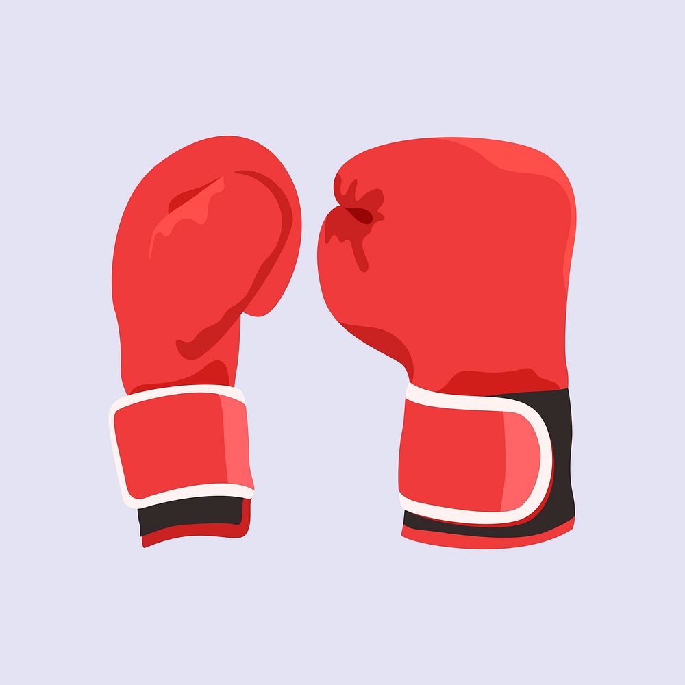Red boxing gloves realistic illustration, fitness equipment