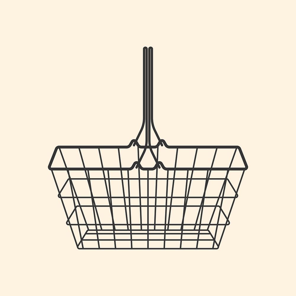 Shopping basket collage element, realistic illustration psd