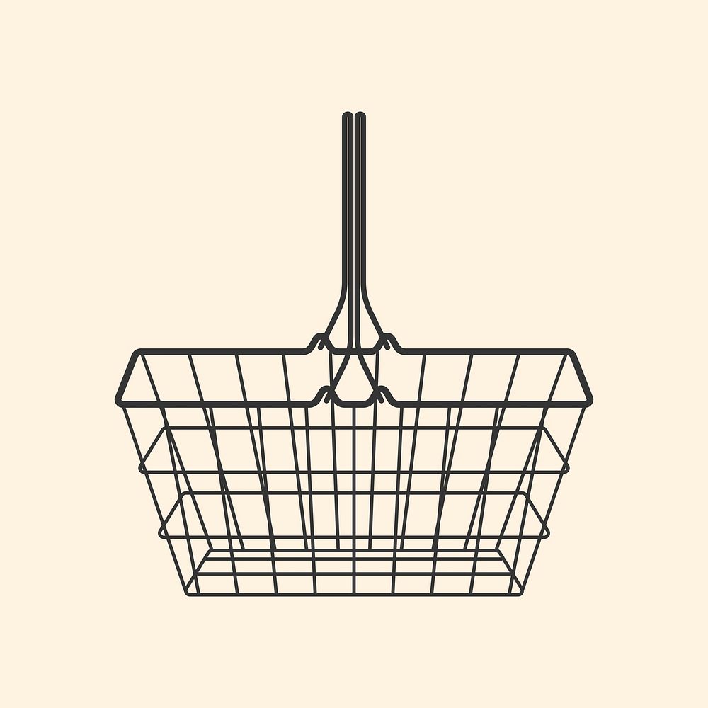 Shopping basket collage element, realistic illustration vector
