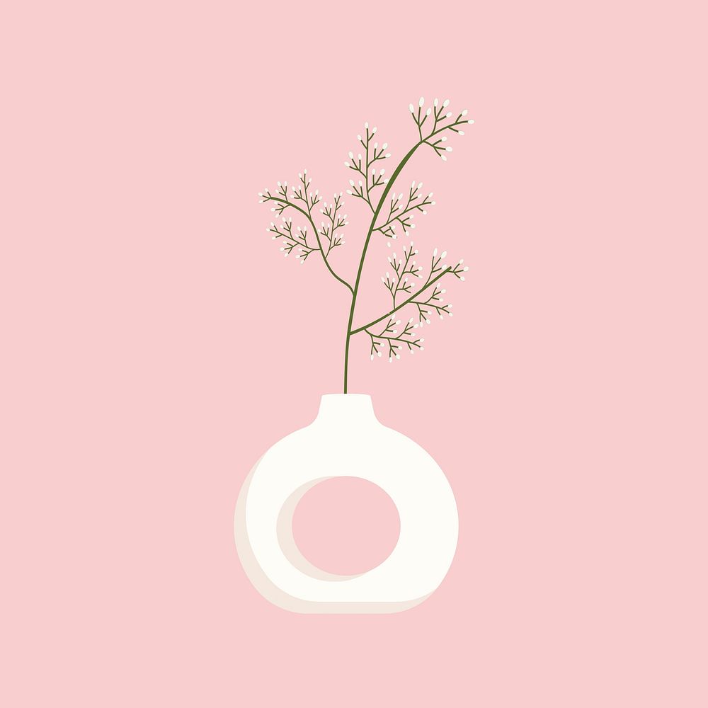 Cute vase collage element home decor, vector illustration