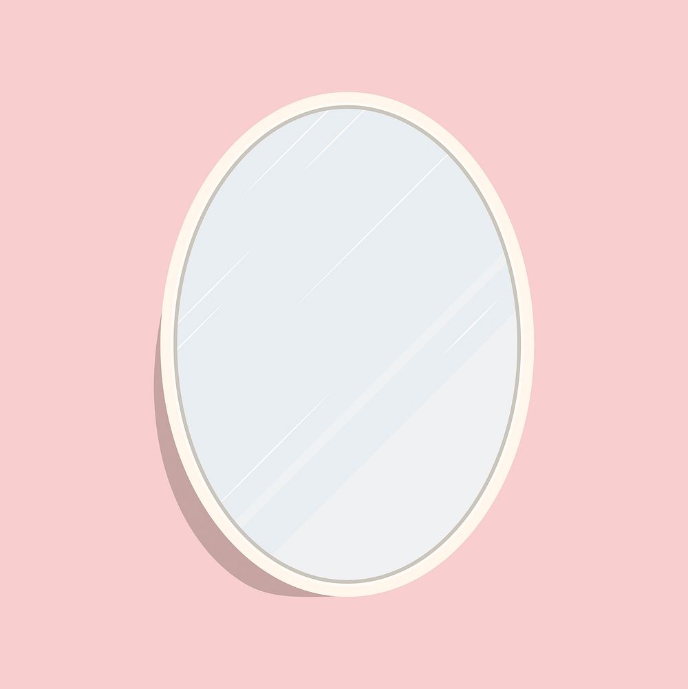 Oval mirror home decor, realistic illustration