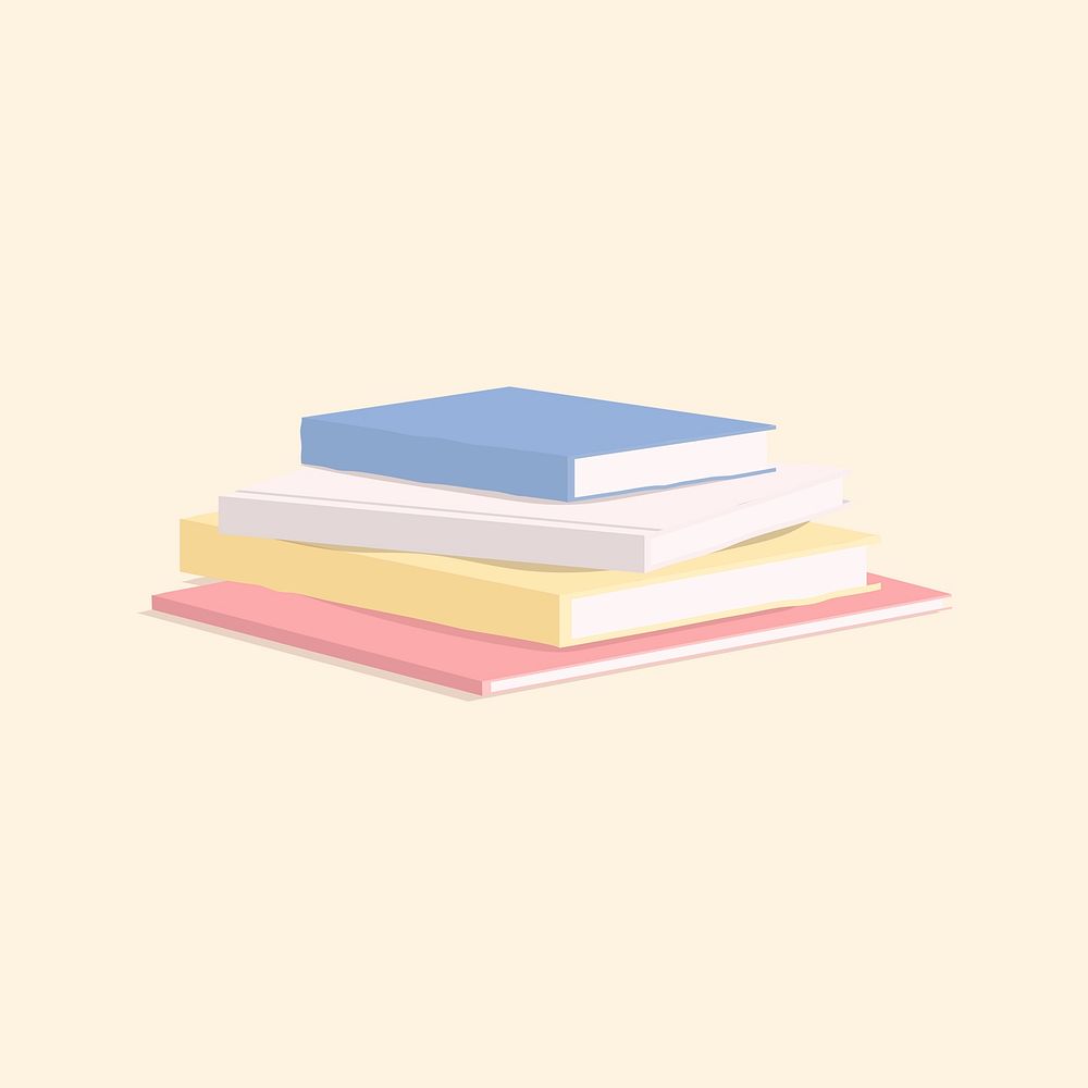 Stacked coffee table books, home decor, realistic illustration