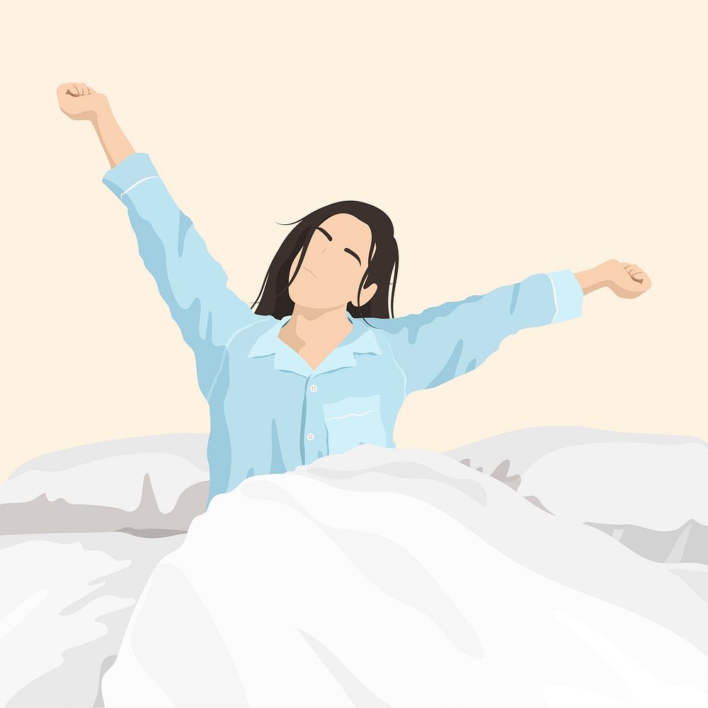 Woman waking up background, aesthetic illustration