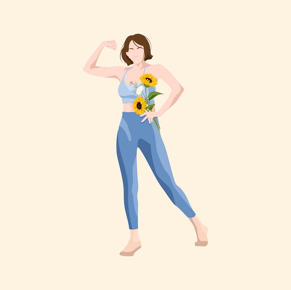 Strong and confident woman, realistic illustration