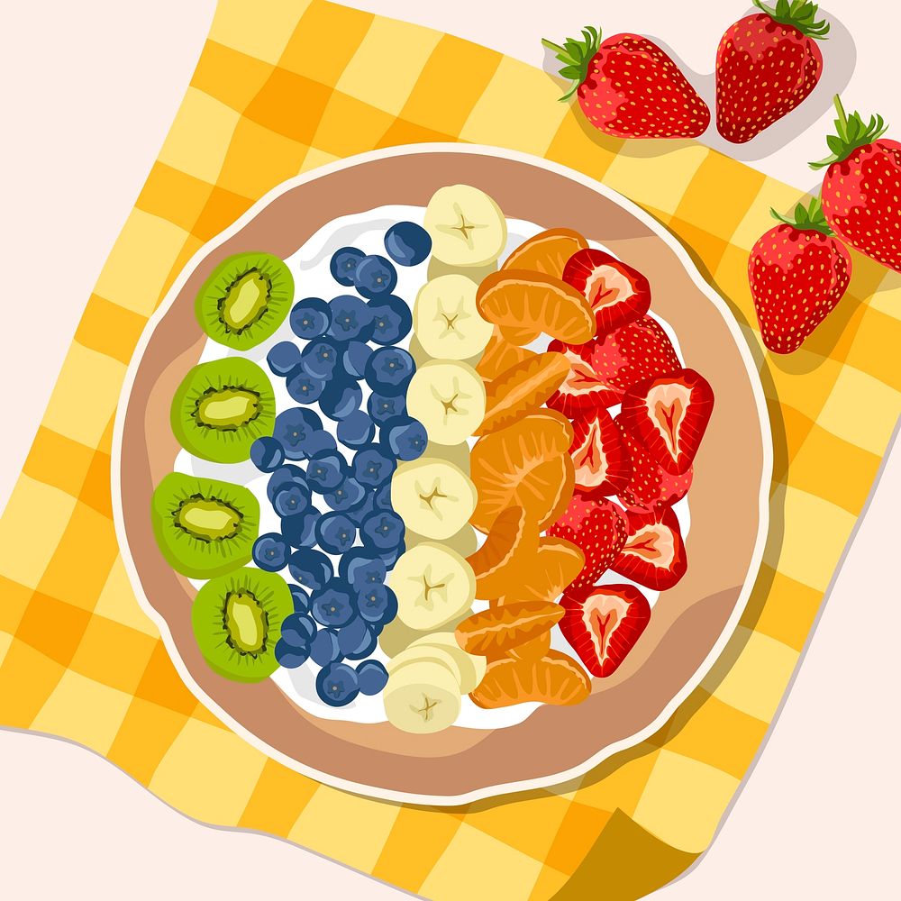 Smoothie bowl breakfast background, realistic illustration