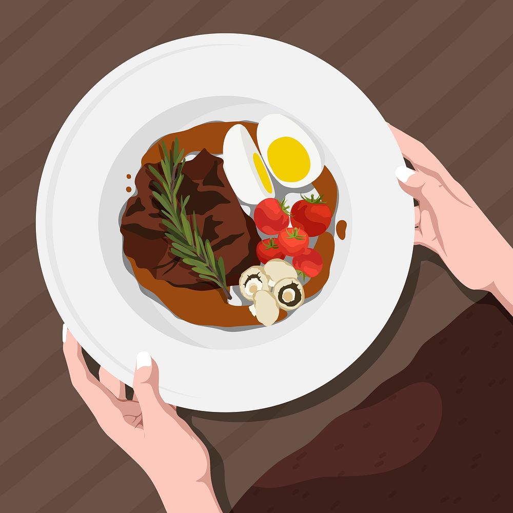 Steak dinner background, realistic illustration