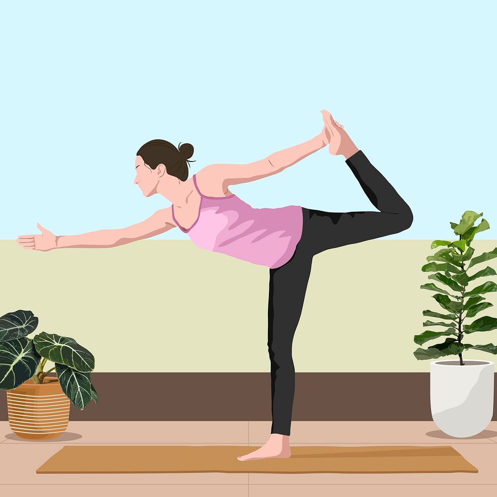 Home yoga session background, aesthetic illustration